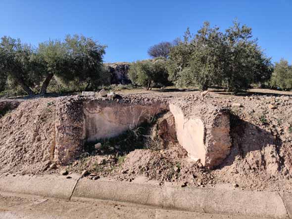 Detalle del aljibe romano de Garcíez (D. Sánchez Garrido, enero 2021)