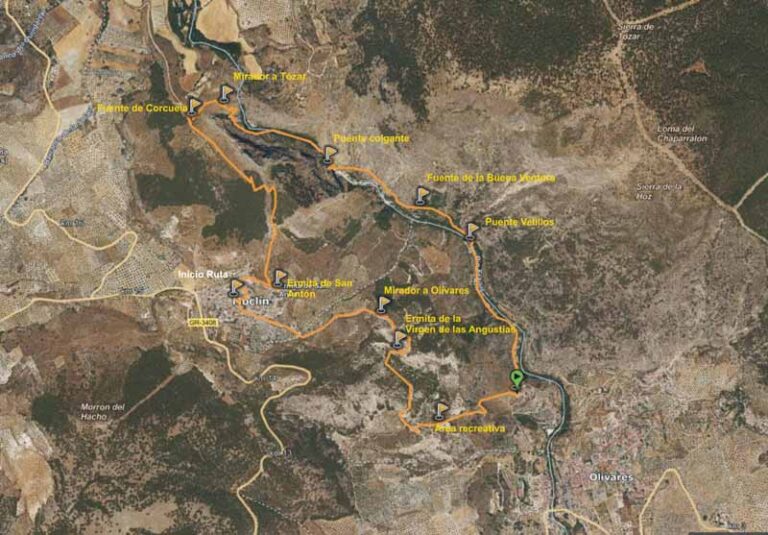 Mapa e la ruta circular del Gollizno (modificao de es.wikiloc.com)