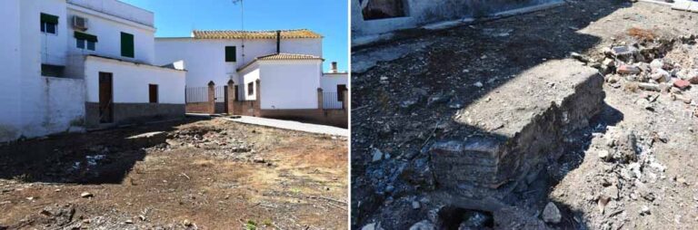 Recorrido de la acequia a la huerta, en la actualidad en terreno parcialmente urbanizado. Detalle del tramo soterrado (A. Márquez Pascual, abril 2019)