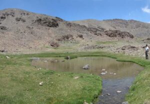 Lagunillo de Juntillas, al pie de la vertiente meridonal del pico de Tajos Negros de Covatillas (A. Castillo, junio 2005)